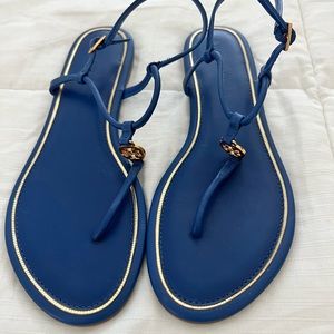 NWOT Tory Burch Nautical Blue Emmy Leather Sandal 63407 in Size 9 1/2